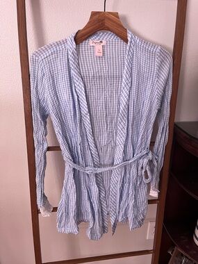 Japna Light Blue Gingham Wrap Top